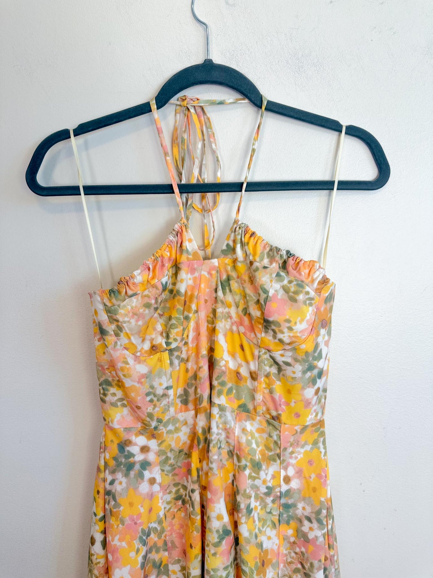 Anthropologie En Saison "Kasey Halter Dress in Yellow Floral" (Size M)