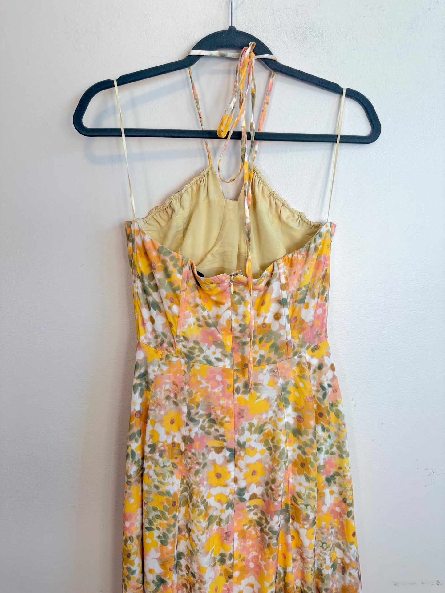 Anthropologie En Saison "Kasey Halter Dress in Yellow Floral" (Size M)