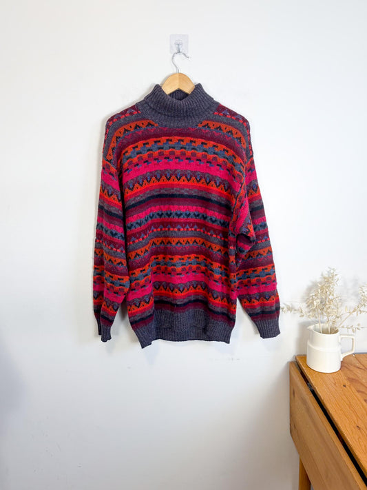 Vintage Alpaca Wool Knit Turtleneck Sweater (Size L)