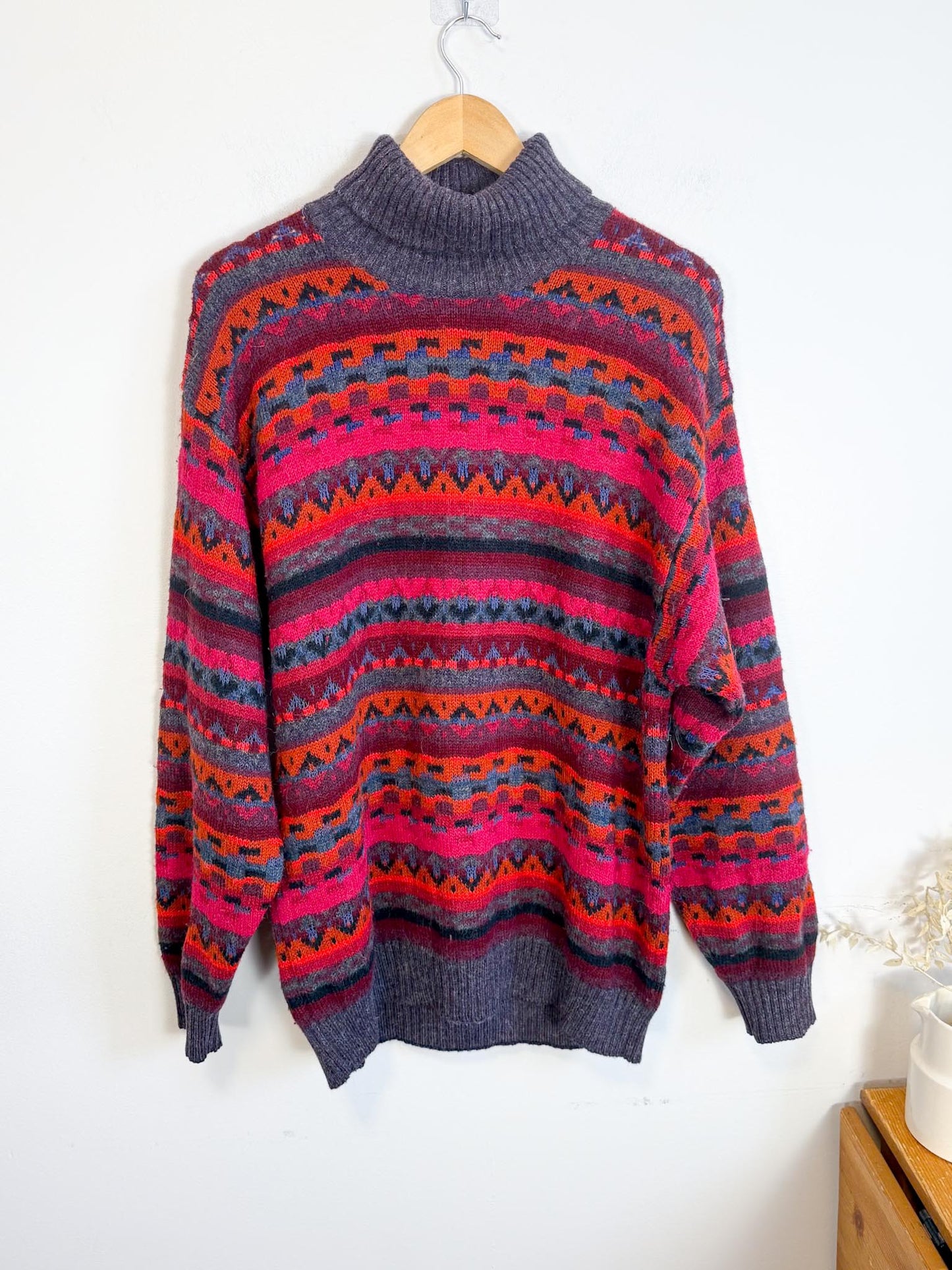 Vintage Alpaca Wool Knit Turtleneck Sweater (Size L)