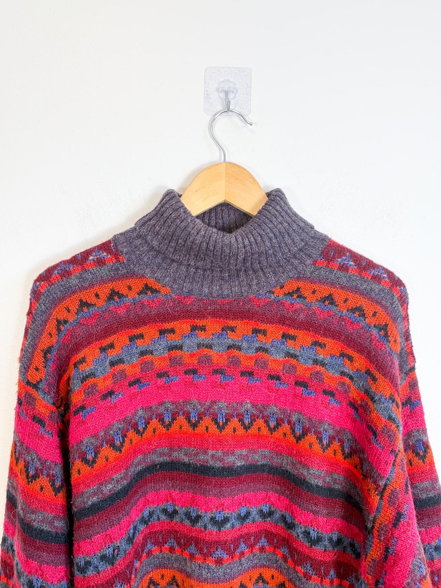 Vintage Alpaca Wool Knit Turtleneck Sweater (Size L)