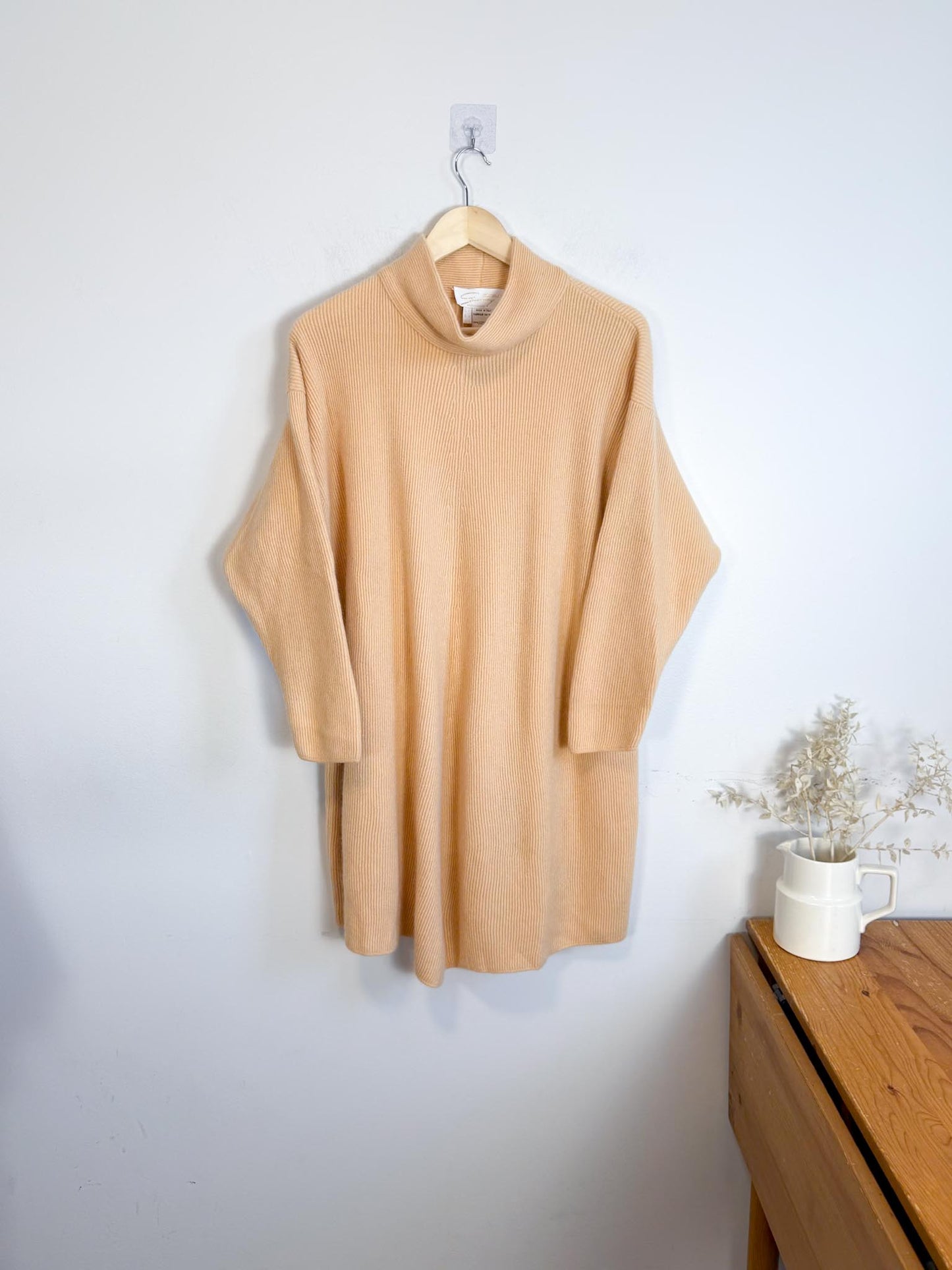 Vintage Cashmere Sweater Dress in Sandy Beige (Size M/L)