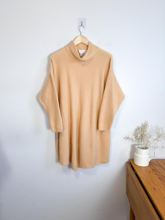Vintage Cashmere Sweater Dress in Sandy Beige (Size M/L)