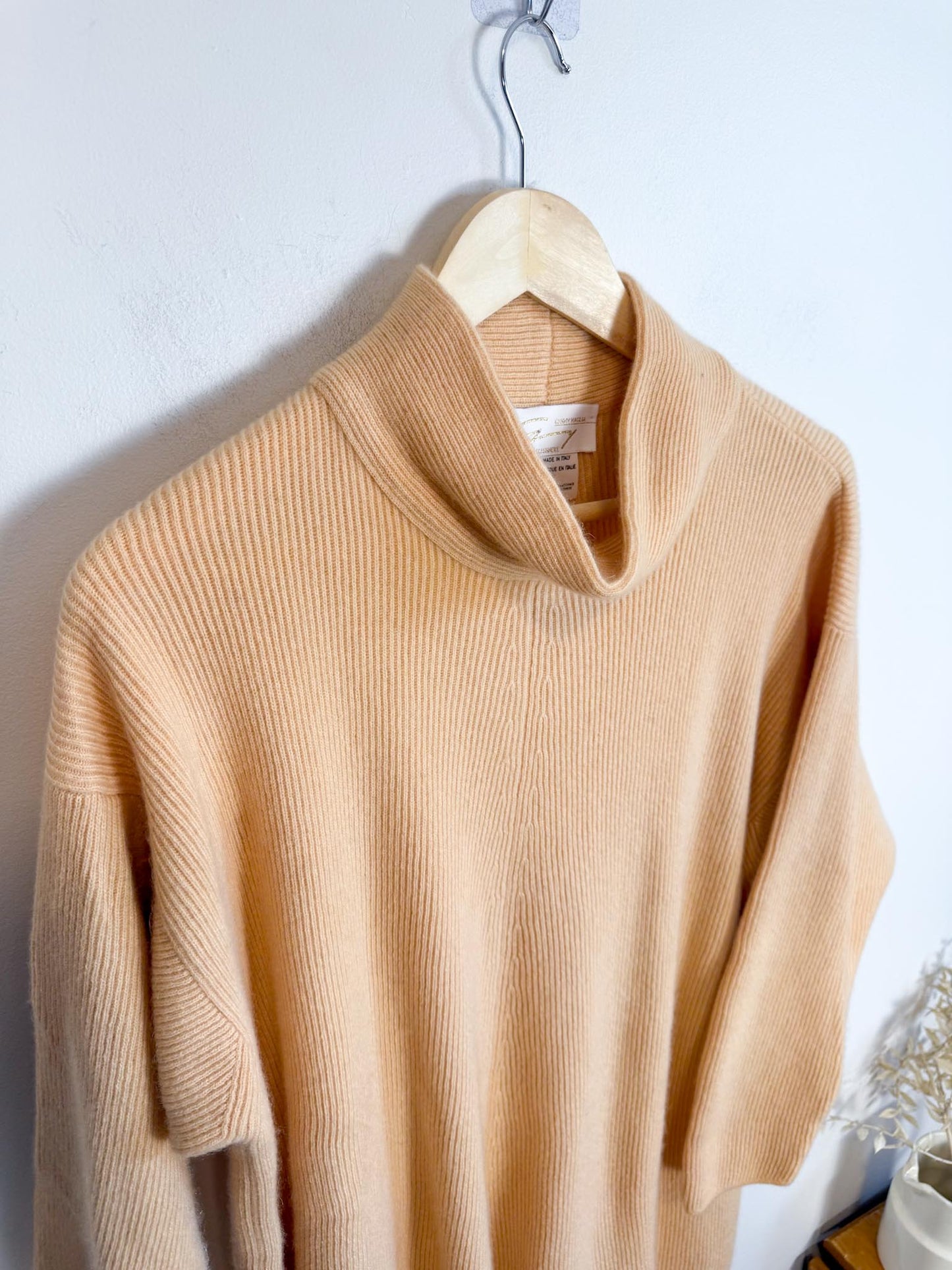 Vintage Cashmere Sweater Dress in Sandy Beige (Size M/L)