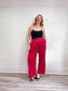 Abercrombie & Fitch Wide Leg Linen Pants in Red (Size L)