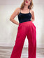 Abercrombie & Fitch Wide Leg Linen Pants in Red (Size L)