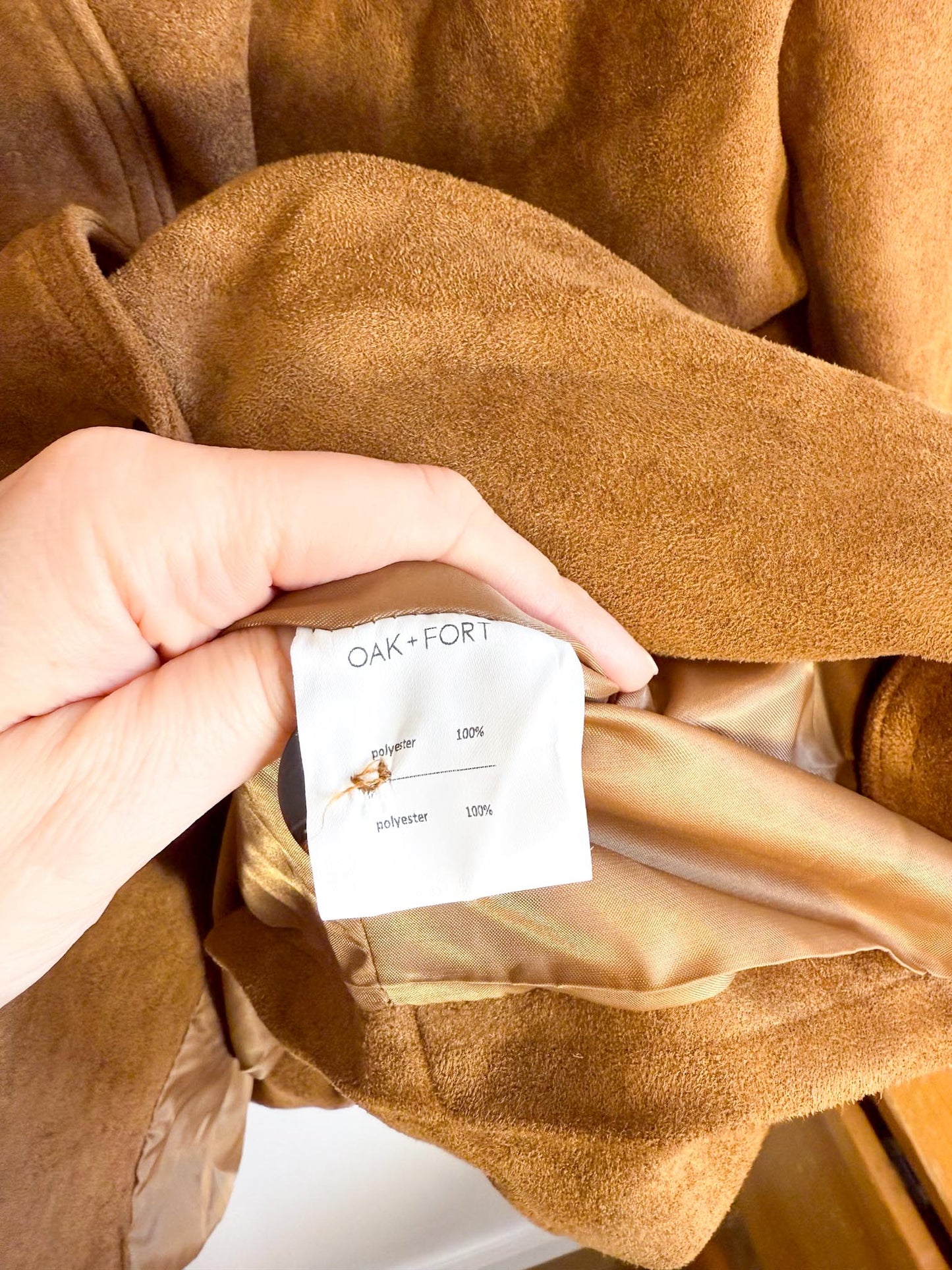 Oak + Fort Vegan Suede Jacket in Camel NWT (Size M-L)