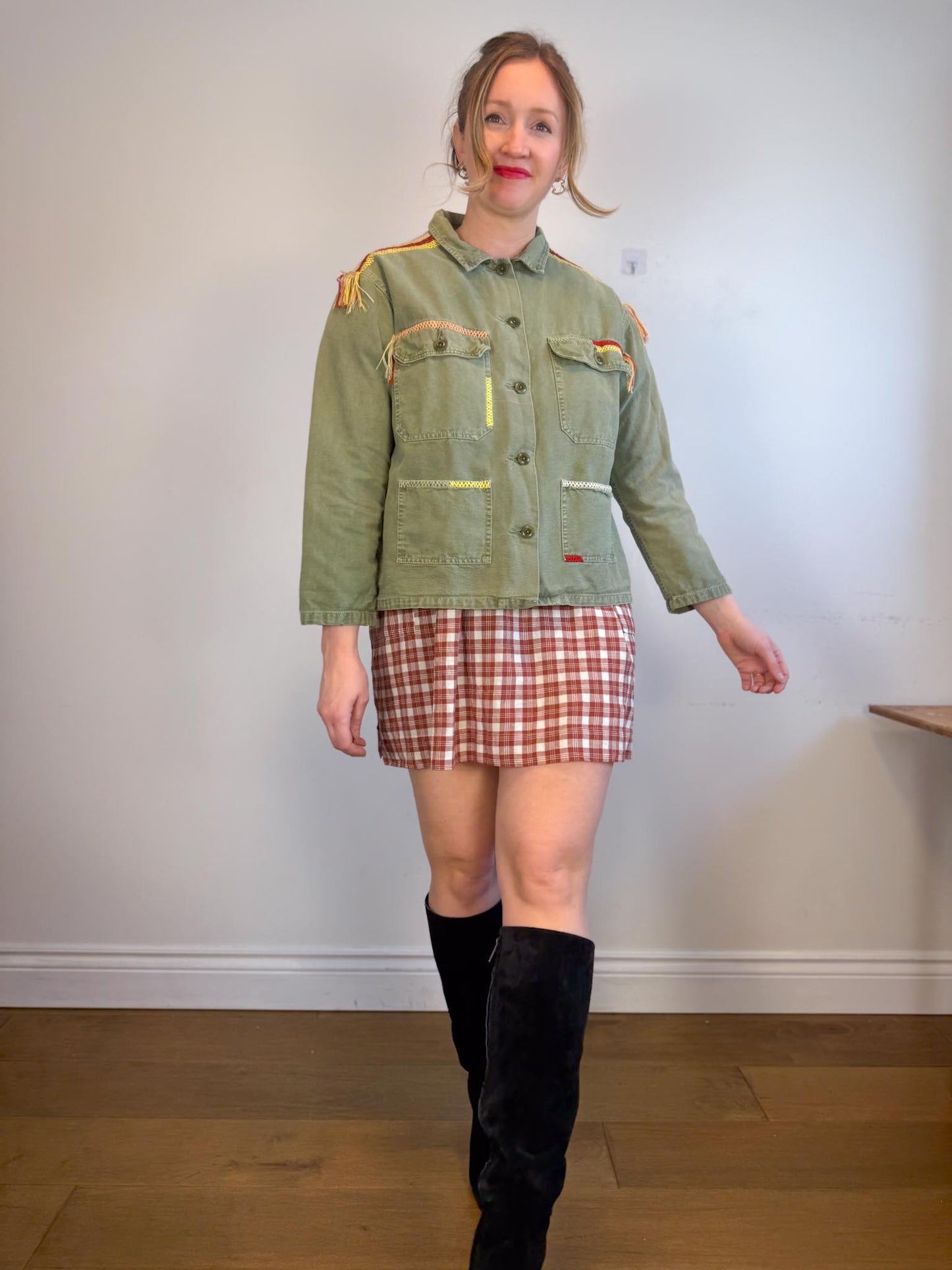 Daughters of India Sustainable "Poet Mini Dress in Red Clay" (Size M/L)