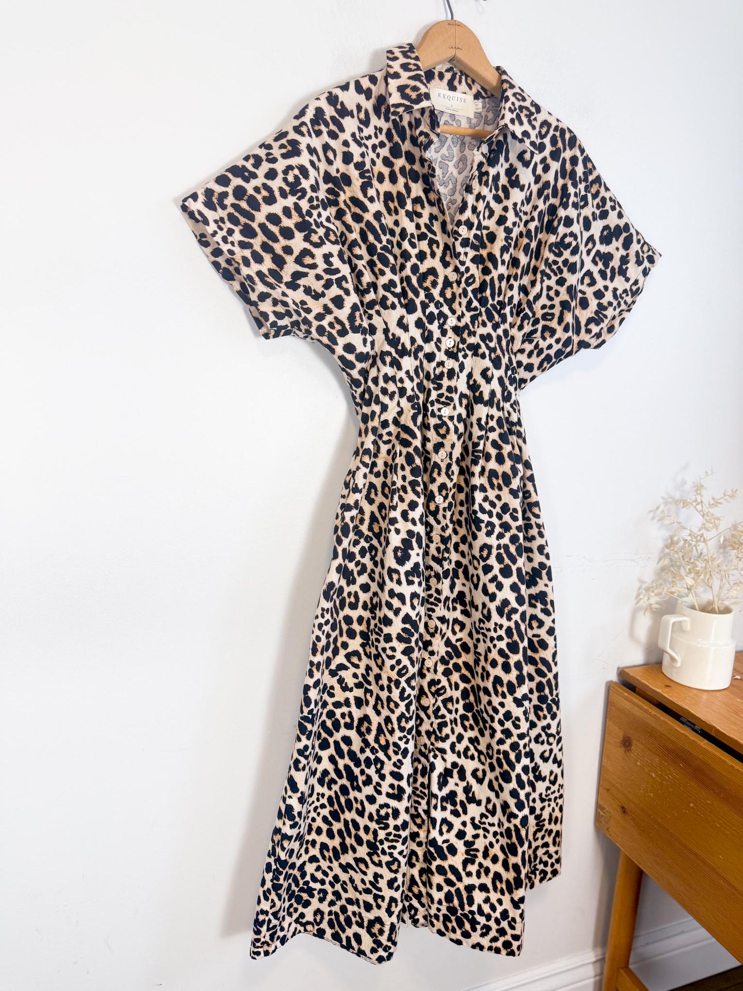 Anthropologie "The Tobie Leopard Print Midi Shirt Dress by Exquise" (Size S)