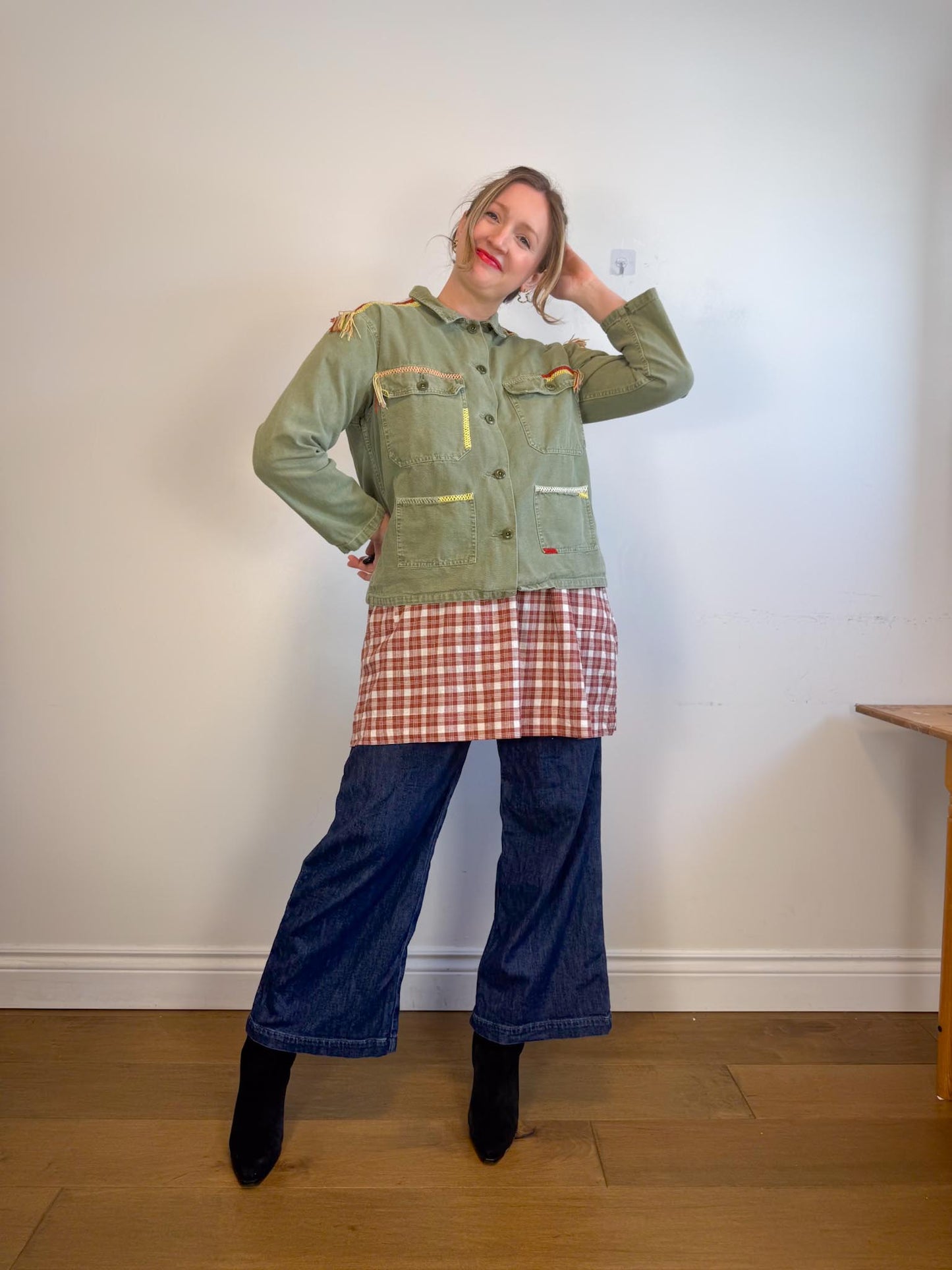 Daughters of India Sustainable "Poet Mini Dress in Red Clay" (Size M/L)