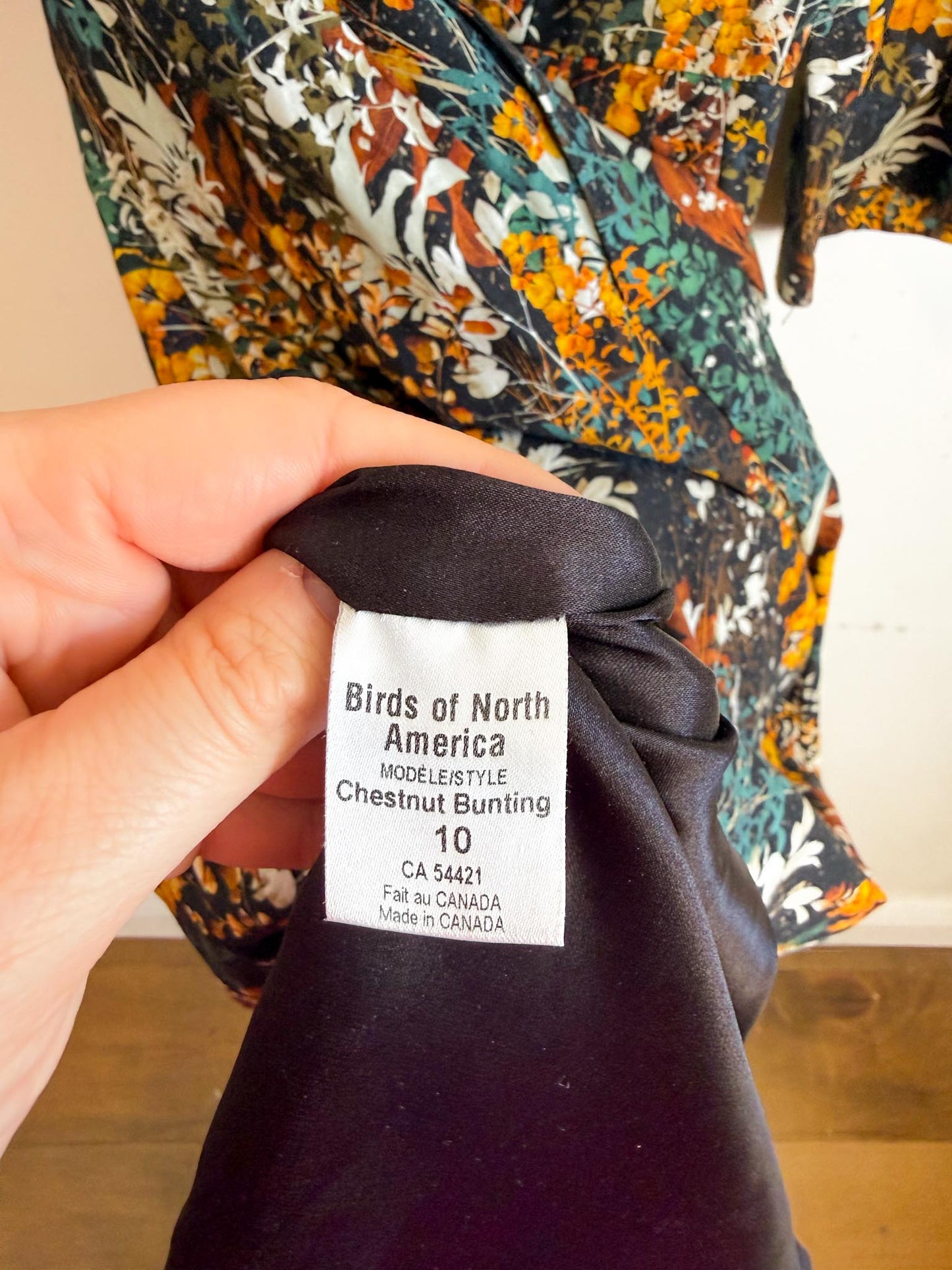 Birds of North America "Chestnut Bunting Dress - Everlasting" (Size M)