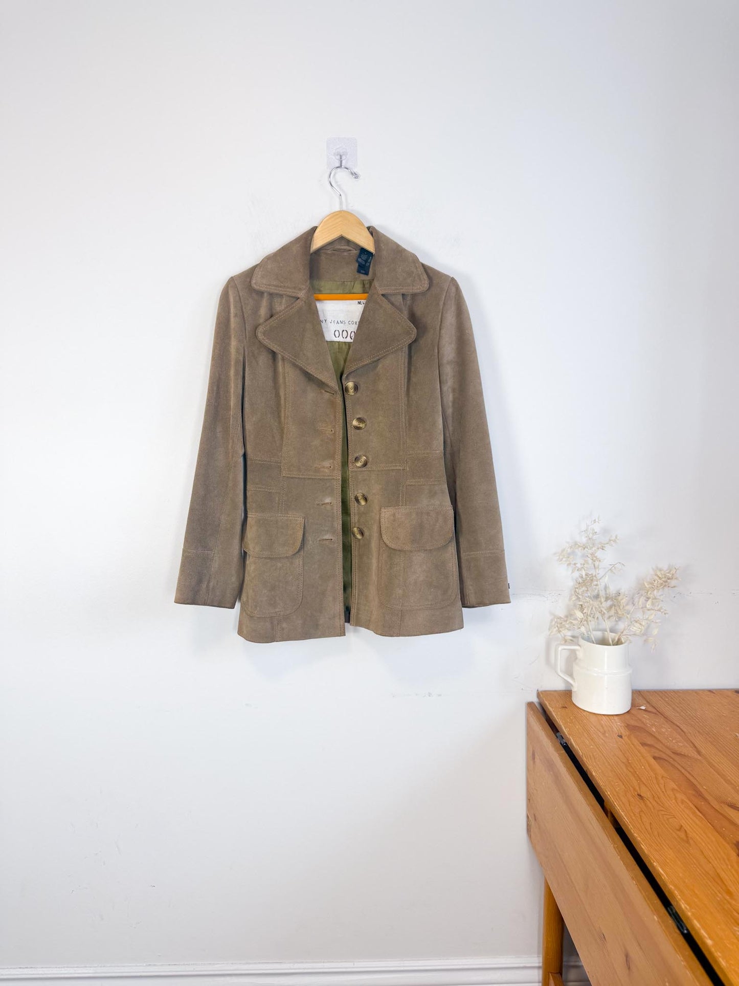 Vintage DKNY Suede Leather Jacket in Hazelnut (Size S)