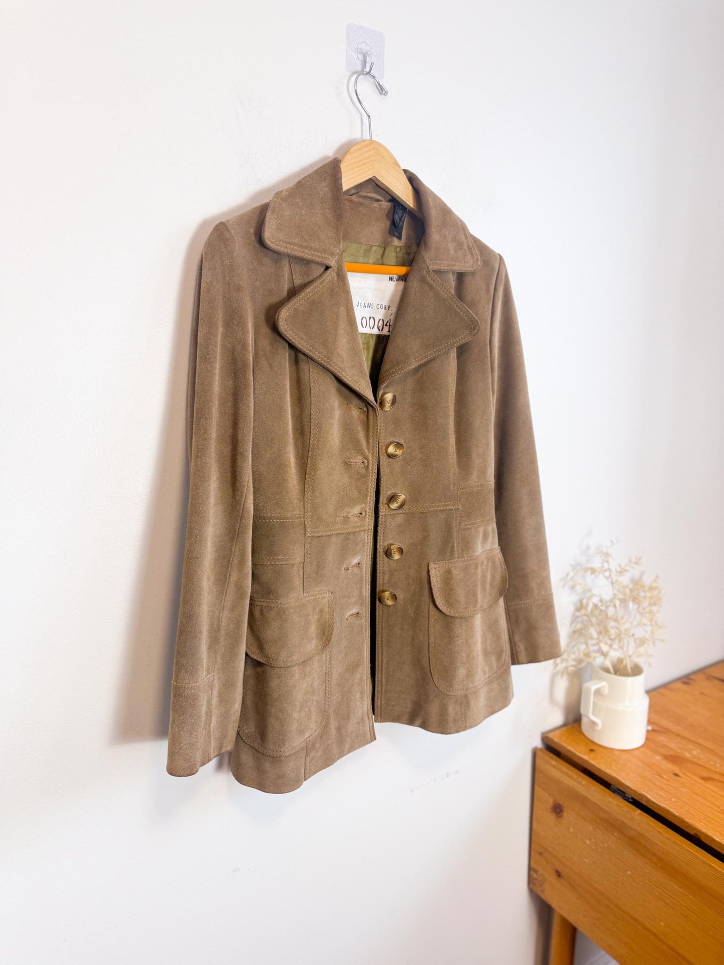 Vintage DKNY Suede Leather Jacket in Hazelnut (Size S)