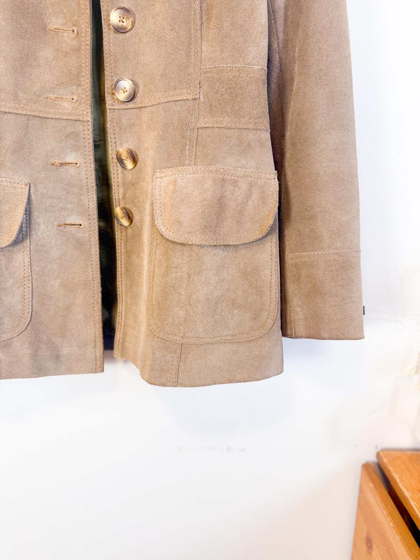 Vintage DKNY Suede Leather Jacket in Hazelnut (Size S)