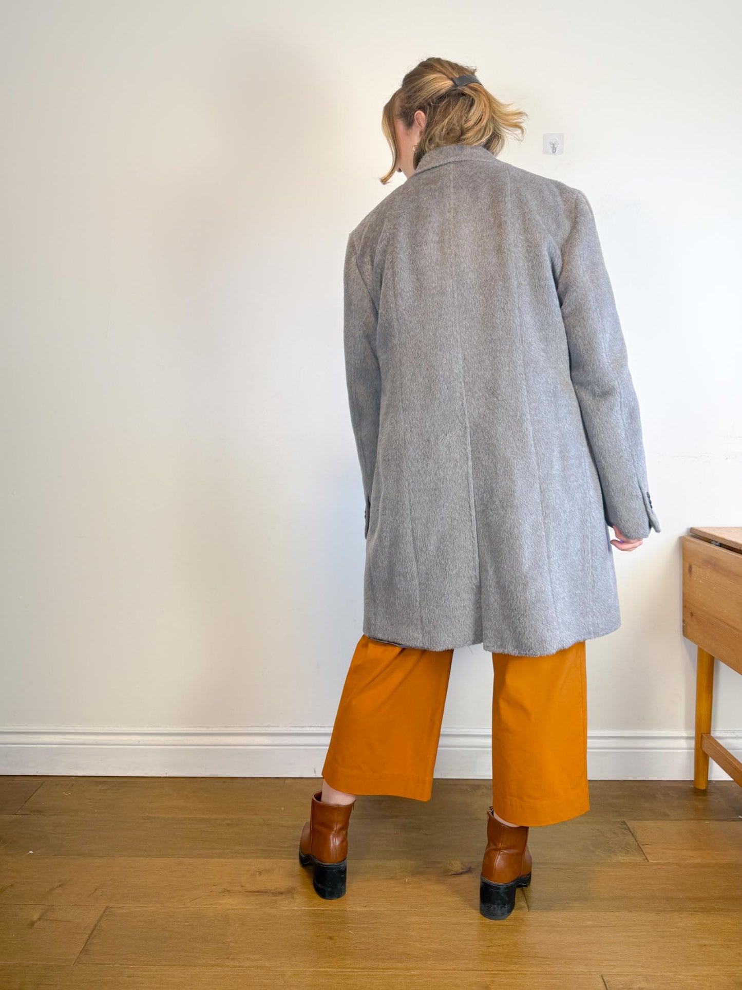 SUITSUPPLY Designer Llama Wool Peacoat in Grey (Size XL)