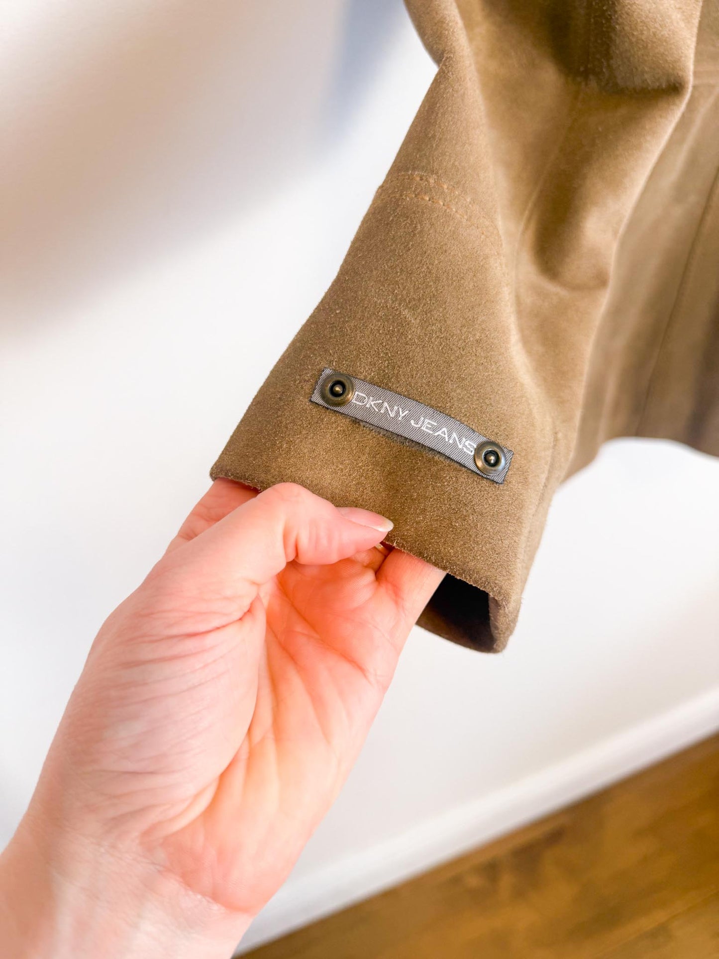 Vintage DKNY Suede Leather Jacket in Hazelnut (Size S)