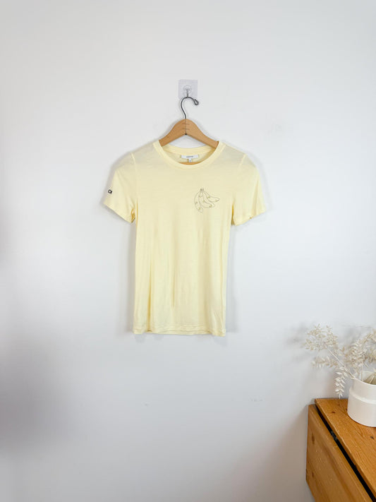 GANNI "Linfield Lyocell Banana Tee Shirt in Yellow" (Size XS/S)