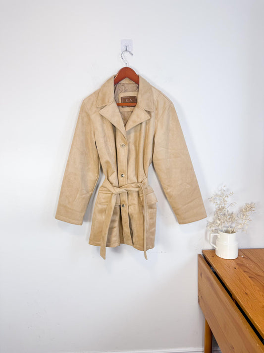 Vintage Emporio Collection by E.A. Faux Suede Wrap Jacket in Beige (Size M)