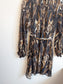 Banana Republic High Neck Balloon Sleeve Mini Dress in Brown/Black Print (Size M/L)