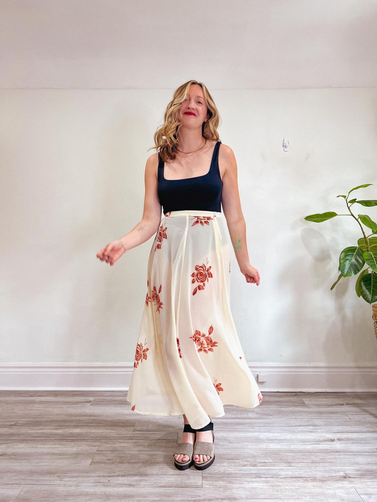 Vintage Floral Sheer Midi Skirt  SOLD AS IS (Size M/L)