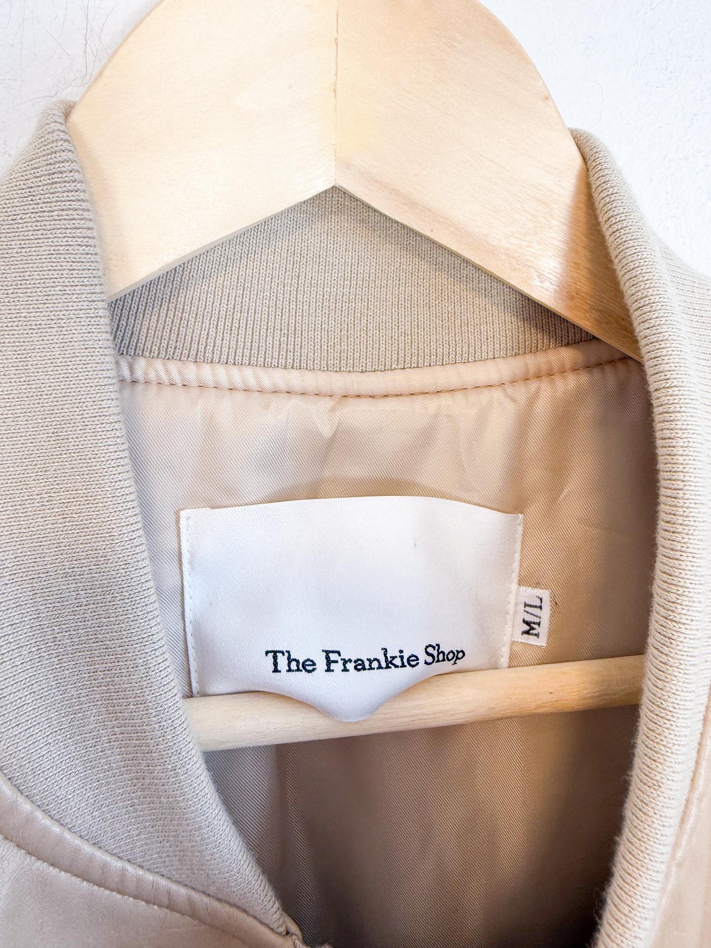 The Frankie Shop "Jesse Faux-Leather Jacket in Beige NWT" (Size M-XL)