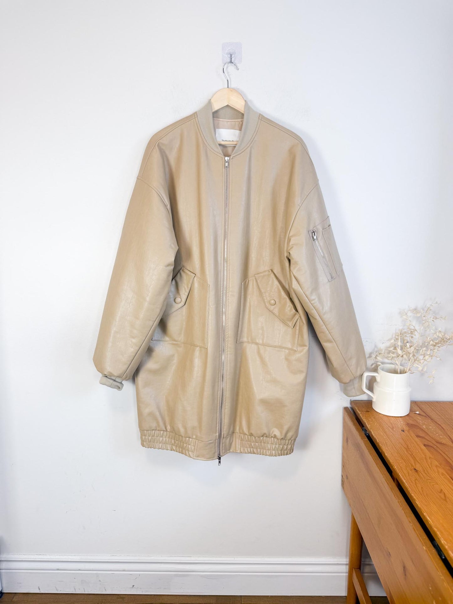 The Frankie Shop "Jesse Faux-Leather Jacket in Beige NWT" (Size M-XL)