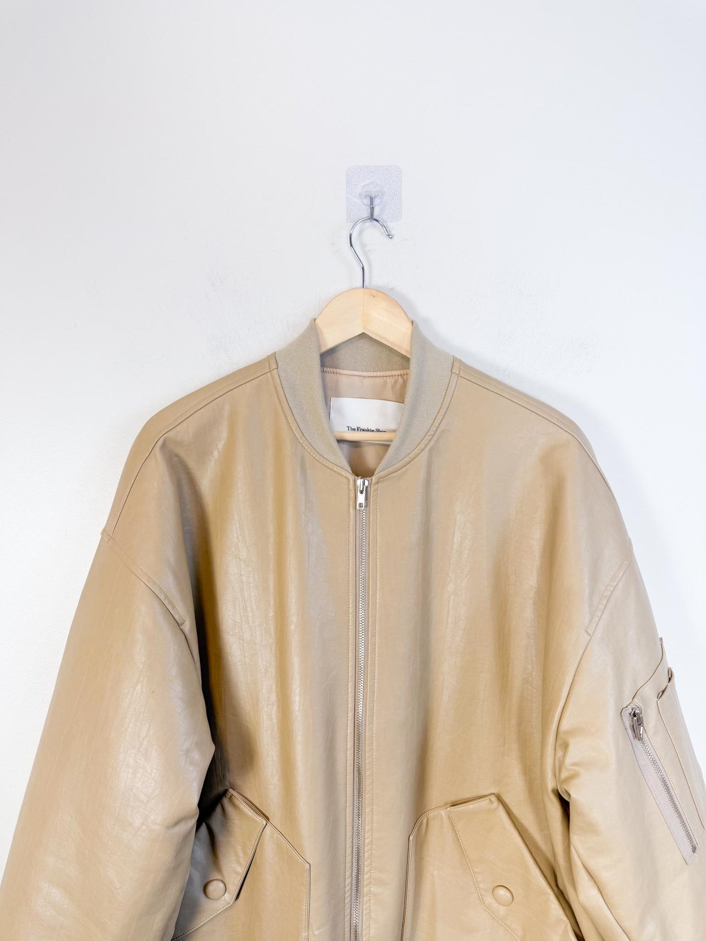 The Frankie Shop "Jesse Faux-Leather Jacket in Beige NWT" (Size M-XL)