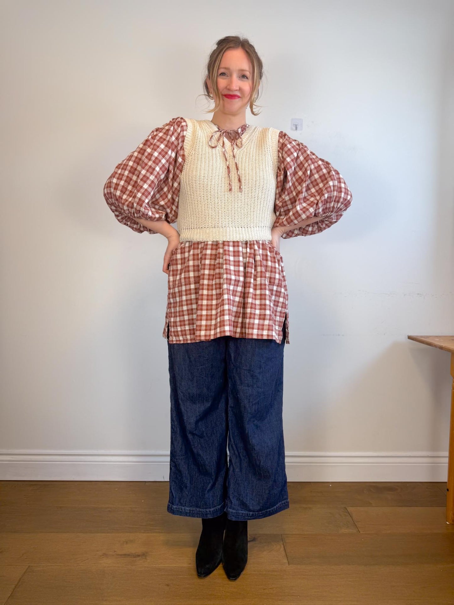 Daughters of India Sustainable "Poet Mini Dress in Red Clay" (Size M/L)