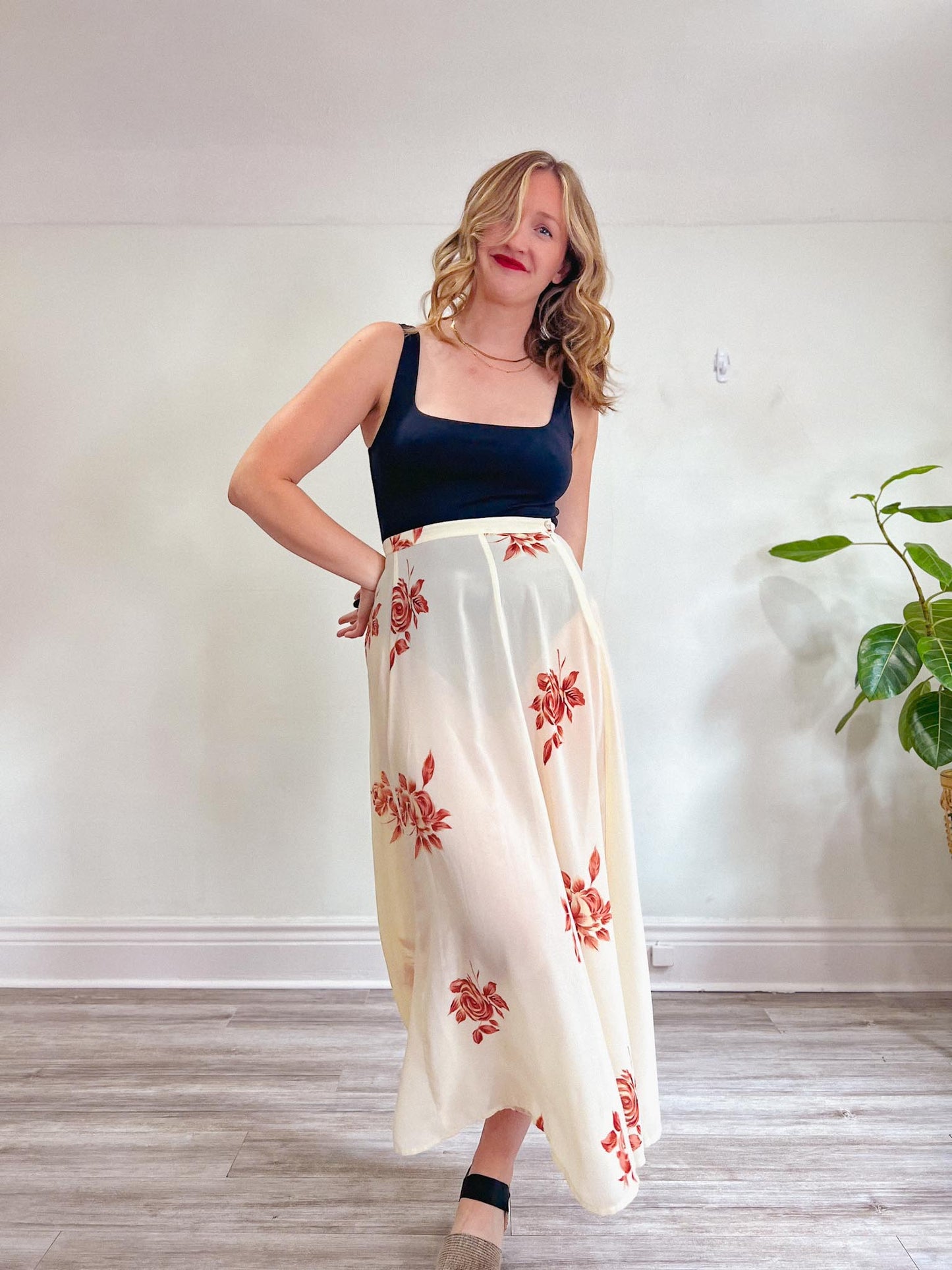 Vintage Floral Sheer Midi Skirt  SOLD AS IS (Size M/L)