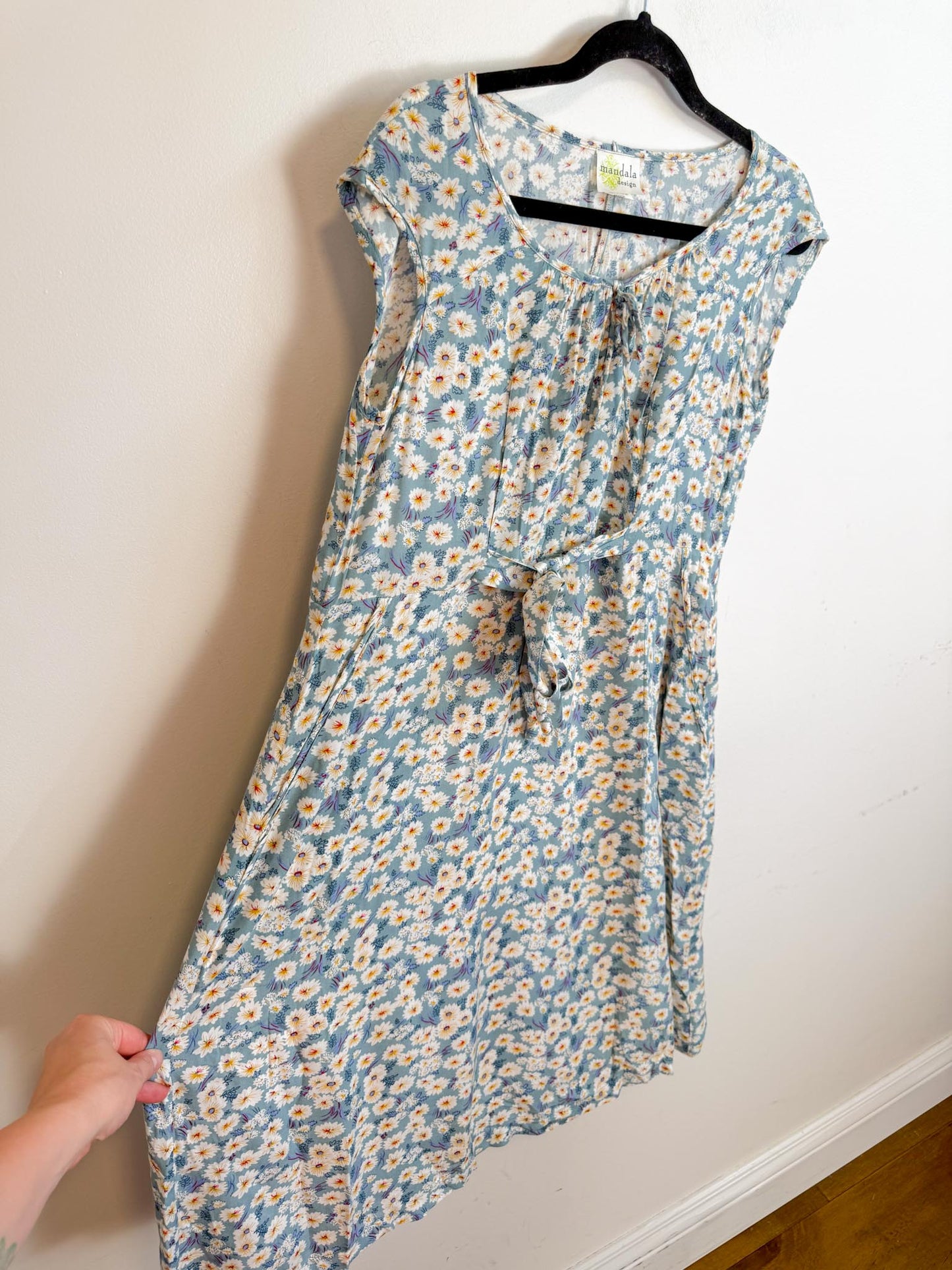 Mandala Design Sustainable Floral Mini Dress (Size M)