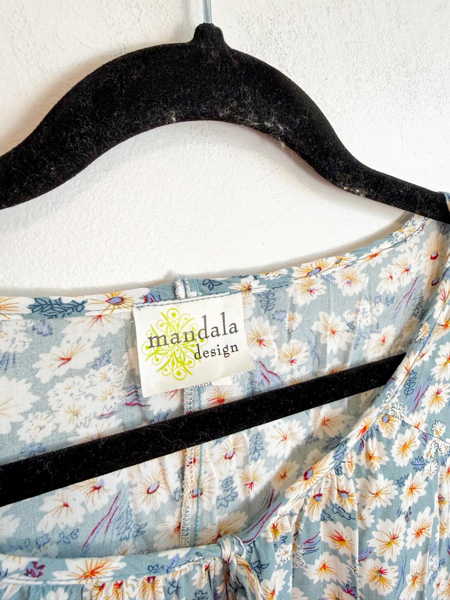 Mandala Design Sustainable Floral Mini Dress (Size M)