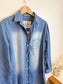 Frank & Eileen "Mary Ruffle Ruffle Collar Shirtdress" (Size S/M)