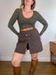 Babaton "Contour V-neck Longsleeve in Dark Green" (Size M))