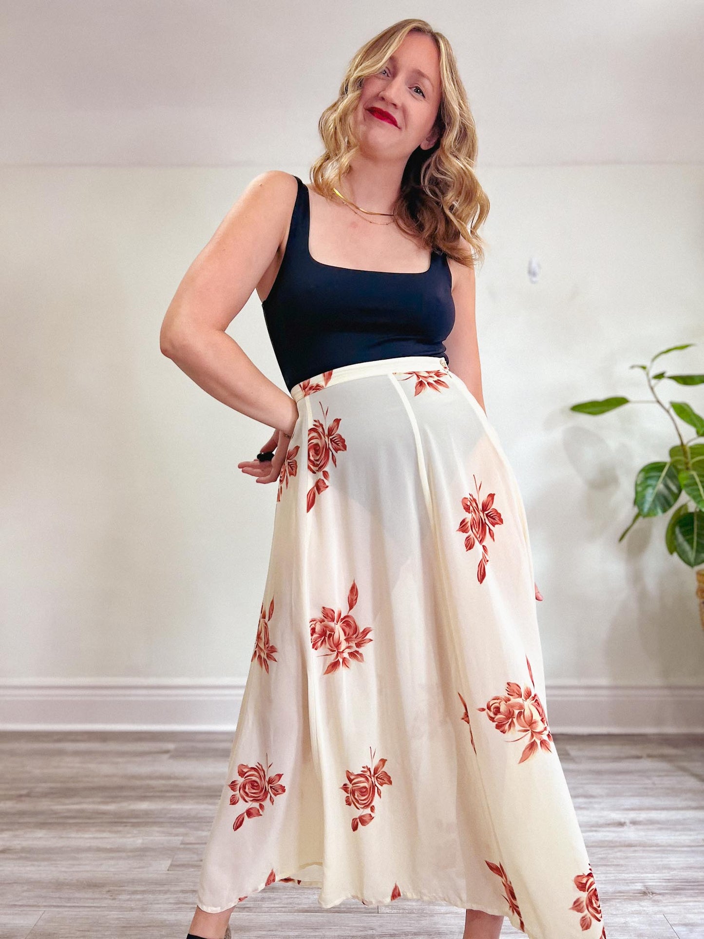 Vintage Floral Sheer Midi Skirt  SOLD AS IS (Size M/L)