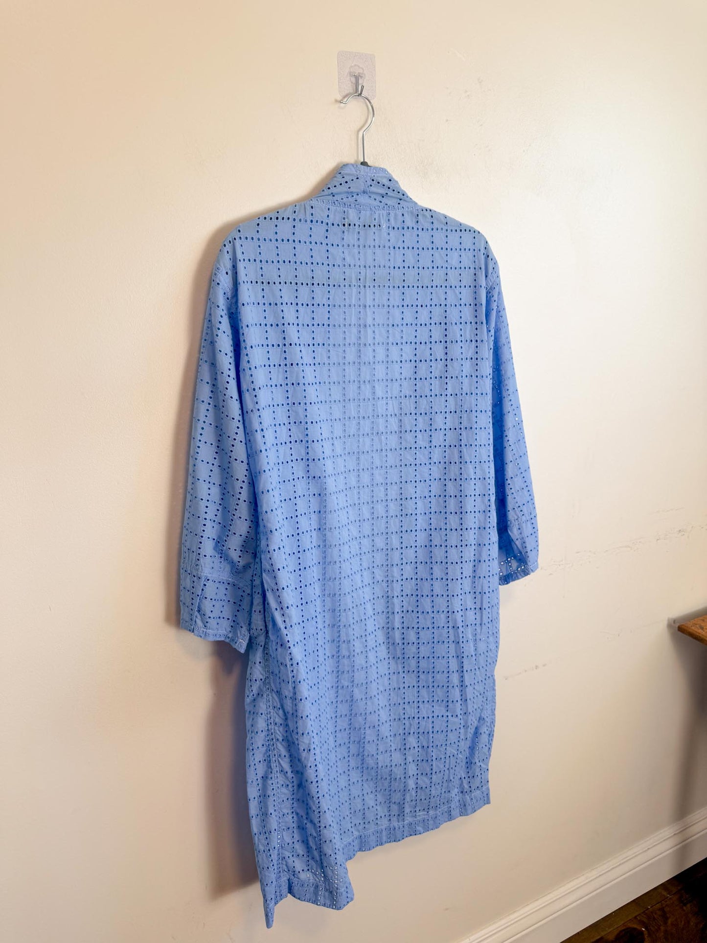 Diana Coatsworth Design Eyelet Duster Jacket in Blue (Size M)