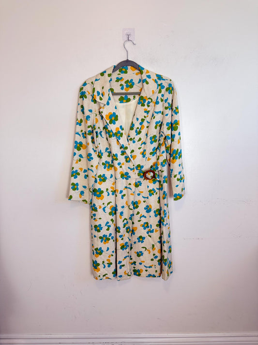 Vintage Floral Wrap Dress / Jacket (Size M/L)
