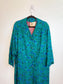 Vintage 1970s Brown Fashions Coat by Gabor Winnipeg Jacket in Floral Teal(Size M/L)