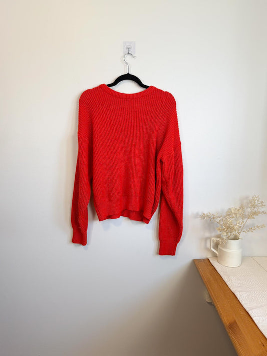 Vintage Red Knit Sweater (Size L)
