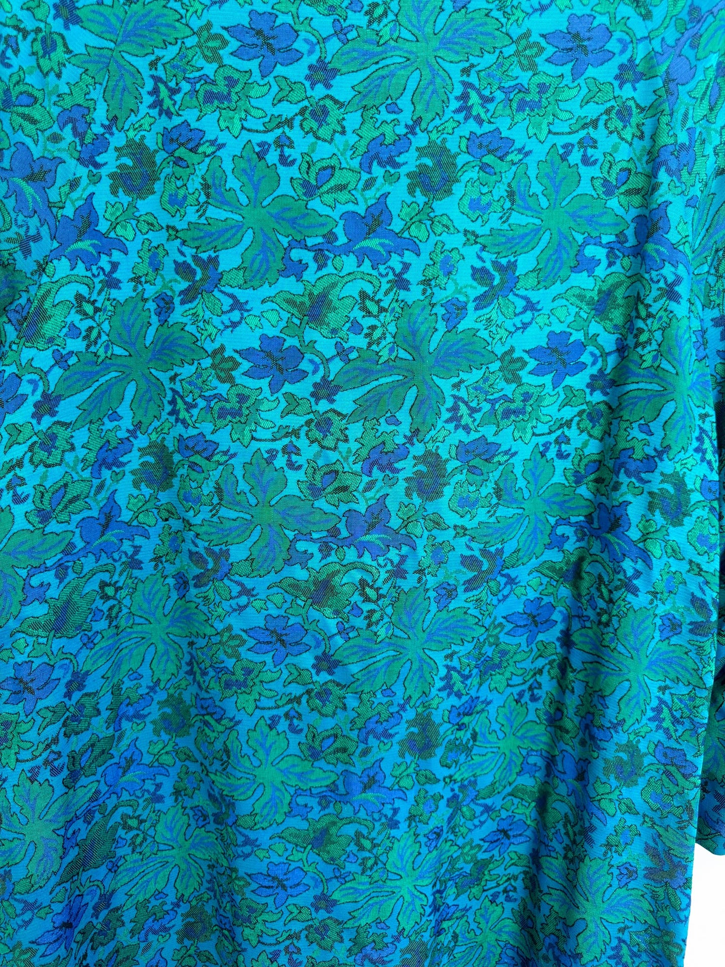 Vintage 1970s Brown Fashions Coat by Gabor Winnipeg Jacket in Floral Teal(Size M/L)