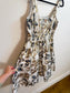 J.Crew Fit & Flare Gold Foil Leal Print Linen Dress (Size M/L)