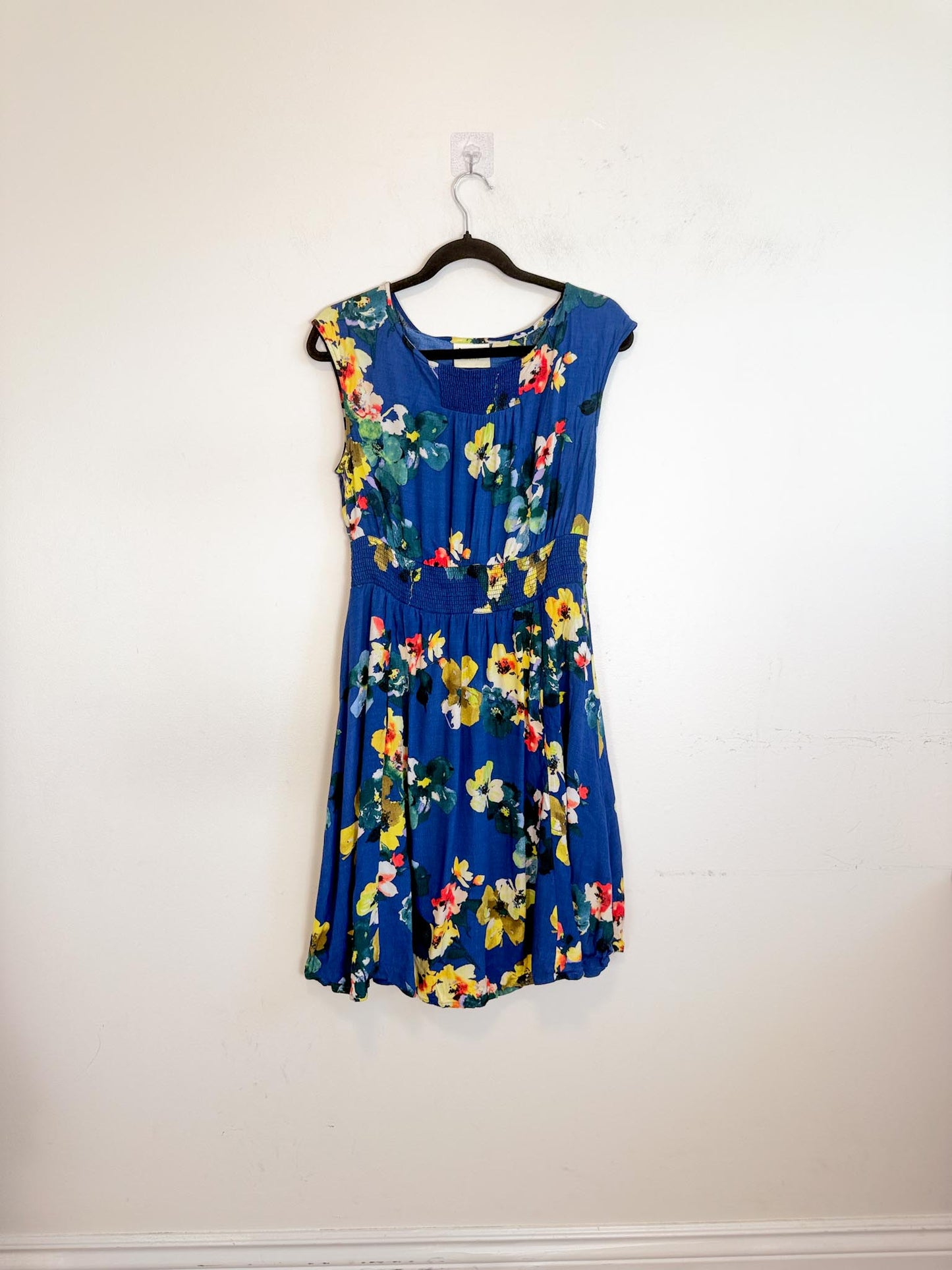 Anthropologie Floral Mini Dress in Blue (Size S/M)