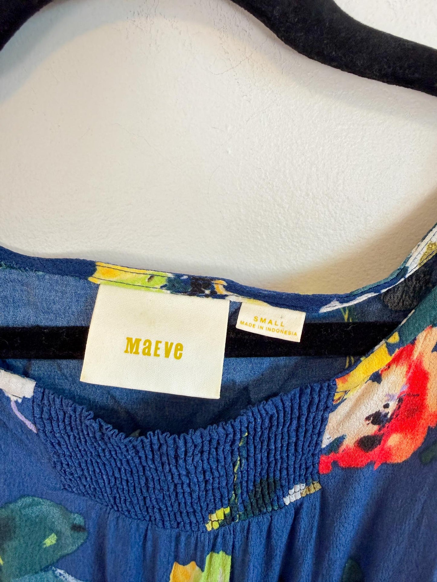 Anthropologie Floral Mini Dress in Blue (Size S/M)