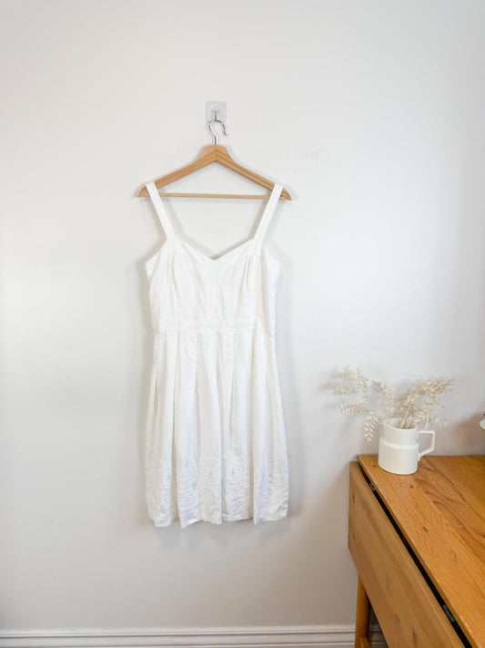 Ralph Lauren White Linen Mini Dress (Size 10)