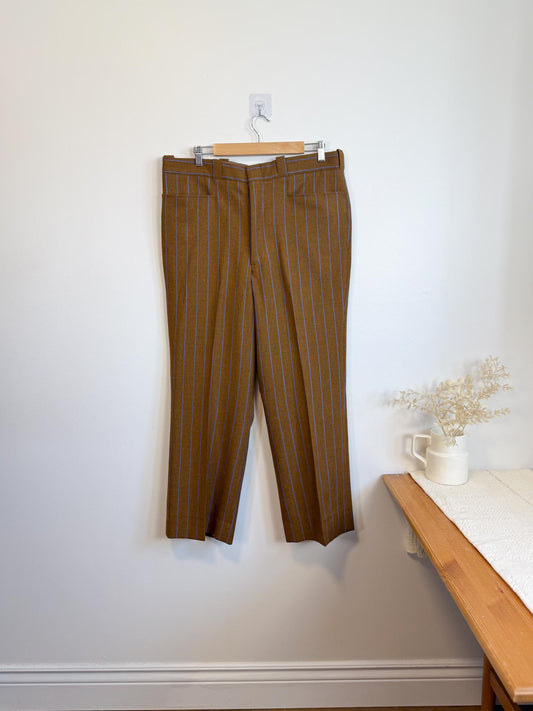 Vintage Striped Trousers in Brown/Blue (Size XL)
