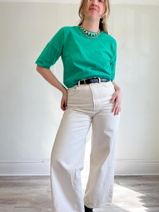 Palm Angels Designer "Logo T-Shirt in Green/White" (Size Men's S)