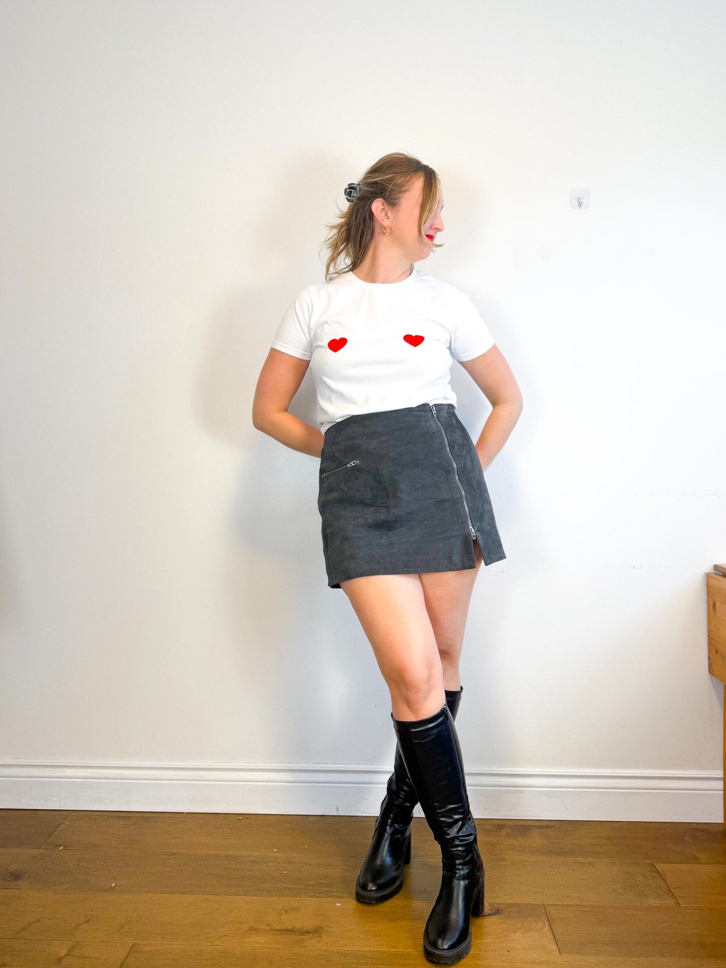 BLANKNYC Leather Mini Skirt in Grey (Size 31)