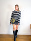 COS Alpaca Blend Striped Sweater in Black/Grey (Size M/L)