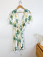 Babaton Wallace Wrap Dress in White/Green Floral (Size M)