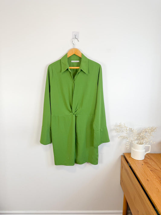 Abercrombie Long Sleeve Front Twist Mini Dress in Green (Size L/XL)