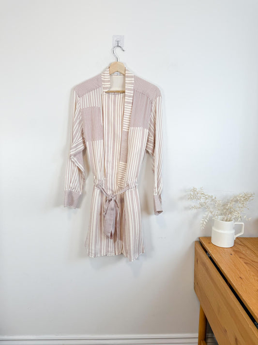 REISS "Alba Striped Shirt Dress in Red/Cream" (Size S)